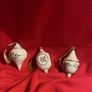 Lenox Holiday Ornament Set with Holly Design